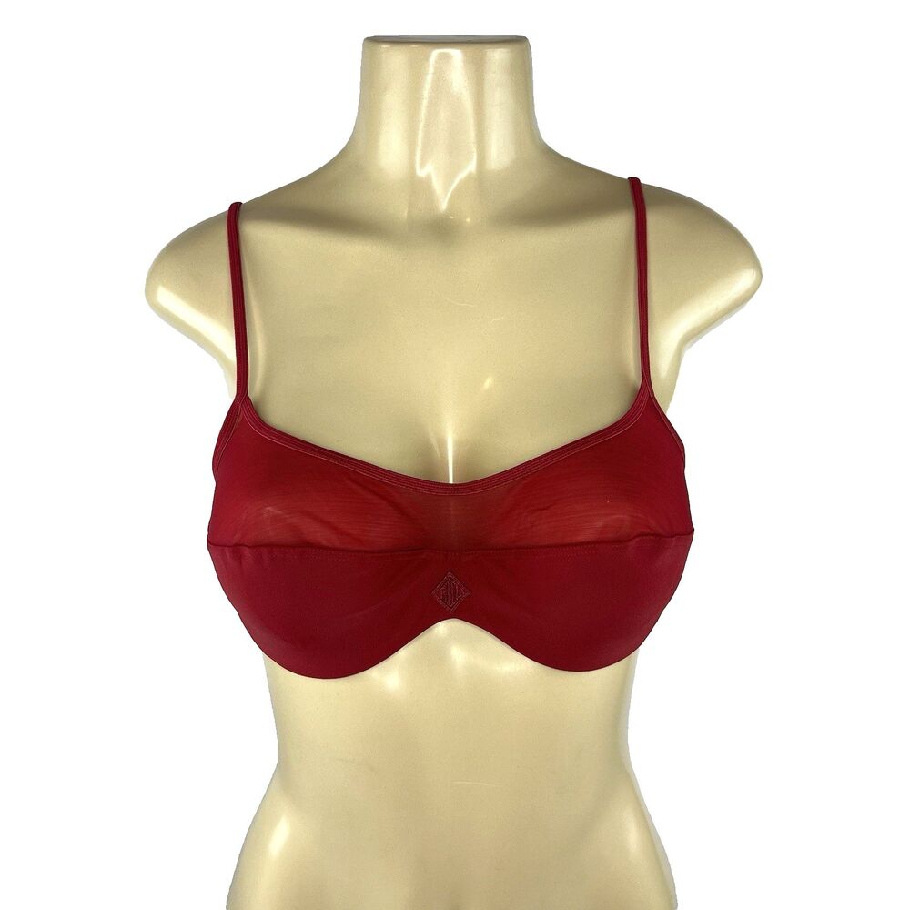 90s Y2K Vintage Ralph Lauren Bra Size 36C Red Monochromatic Illusion Monogram